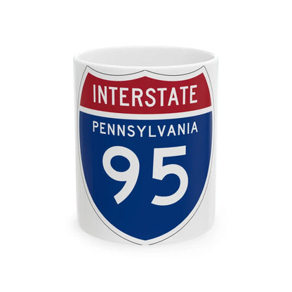 I-95 PA 1957 (Pennsylvania) (Road Sign) White Coffee Mug 11oz - Go Mug Yourself