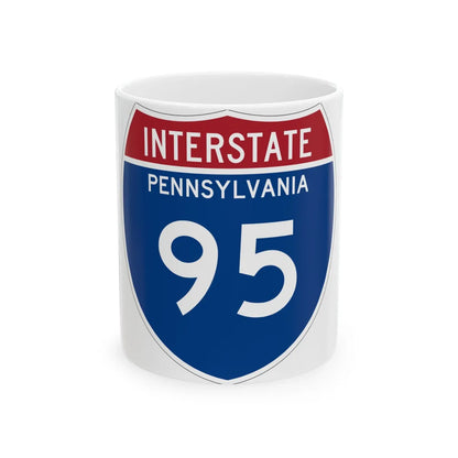 I-95 PA Metric (Pennsylvania) (Road Sign) White Coffee Mug 11oz - Go Mug Yourself