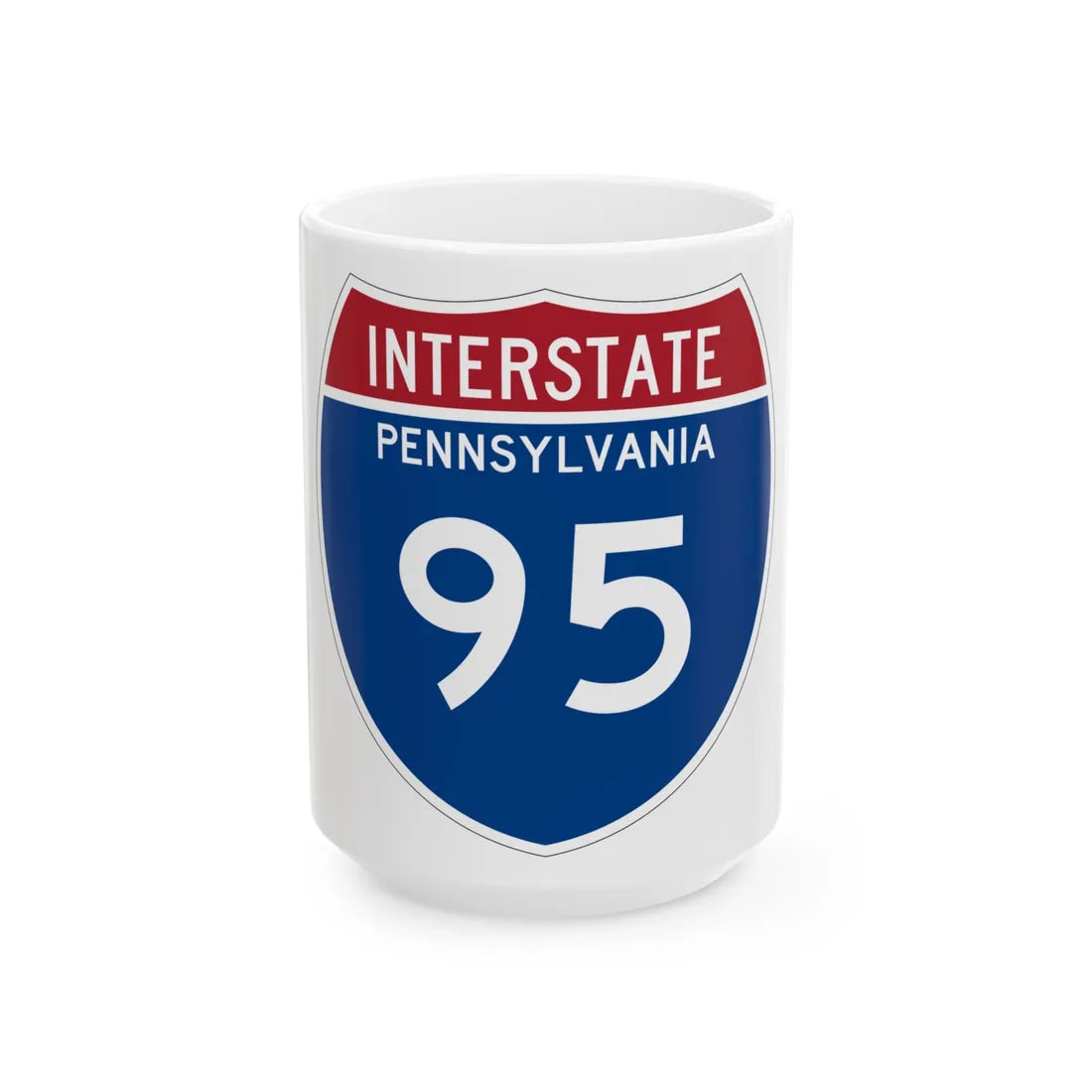 I-95 PA Metric (Pennsylvania) (Road Sign) White Coffee Mug 15oz - Go Mug Yourself