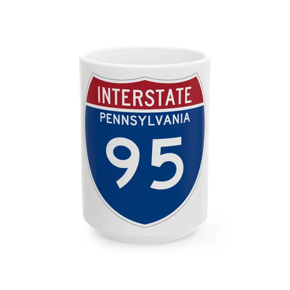 I-95 PA Metric (Pennsylvania) (Road Sign) White Coffee Mug 15oz - Go Mug Yourself