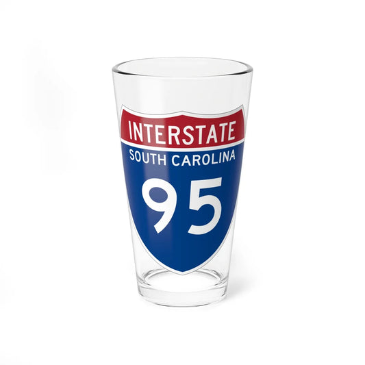 I-95 SC Metric (South Carolina) (Road Sign) Pint Glass 16oz 16oz - Go Mug Yourself