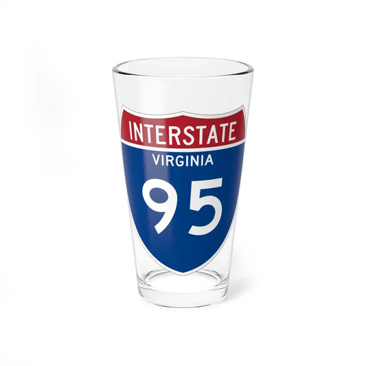 I-95 VA Metric (Virginia) (Road Sign) Pint Glass 16oz 16oz - Go Mug Yourself