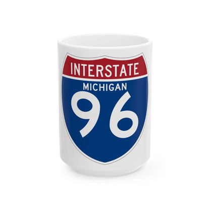 I-96 MI (Michigan) (Road Sign) White Coffee Mug 15oz - Go Mug Yourself