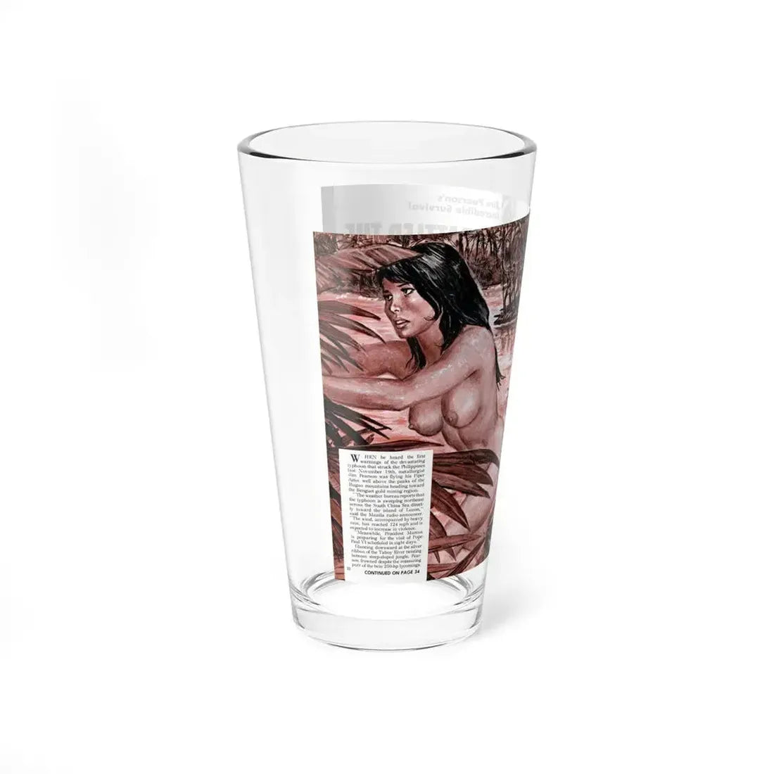 I Battled The Bontok Hunters of Typhoon Village, Stag magazine, August 1971 - Pint Glass 16oz - Go Mug Yourself