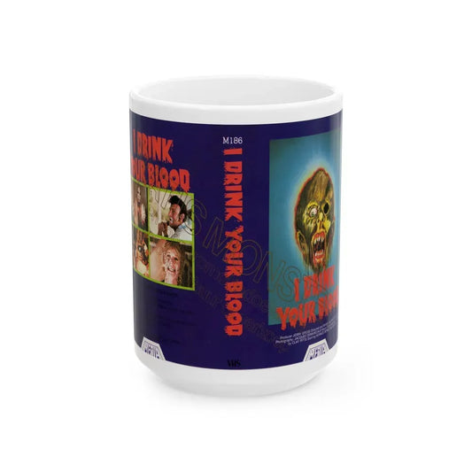 I DRINK YOUR BLOOD MEDIA (VHS COVER) - White Coffee Mug 15oz - Go Mug Yourself