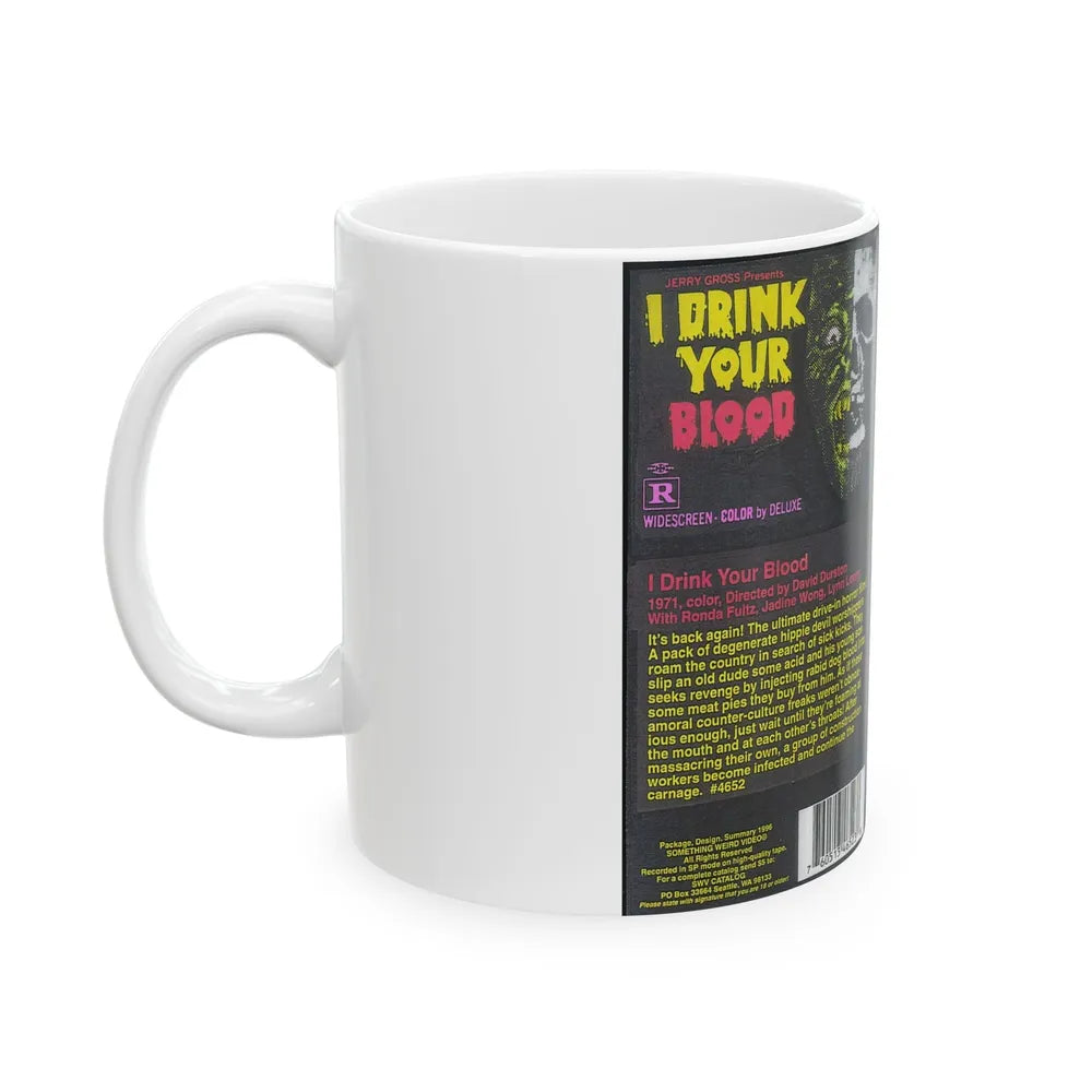 I DRINK YOUR BLOOD SOMETHING WEIRD VIDEO (VHS COVER) - White Coffee Mug-Go Mug Yourself