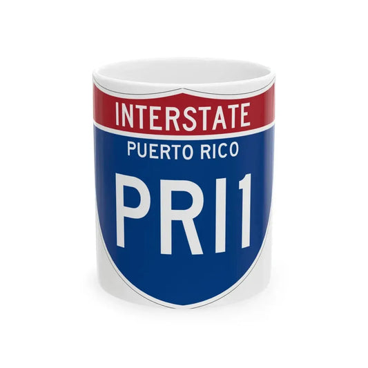 I-PRI1 PR Metric (Puerto Rico) (Road Sign) White Coffee Mug 11oz - Go Mug Yourself