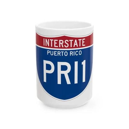 I-PRI1 PR Metric (Puerto Rico) (Road Sign) White Coffee Mug 15oz - Go Mug Yourself