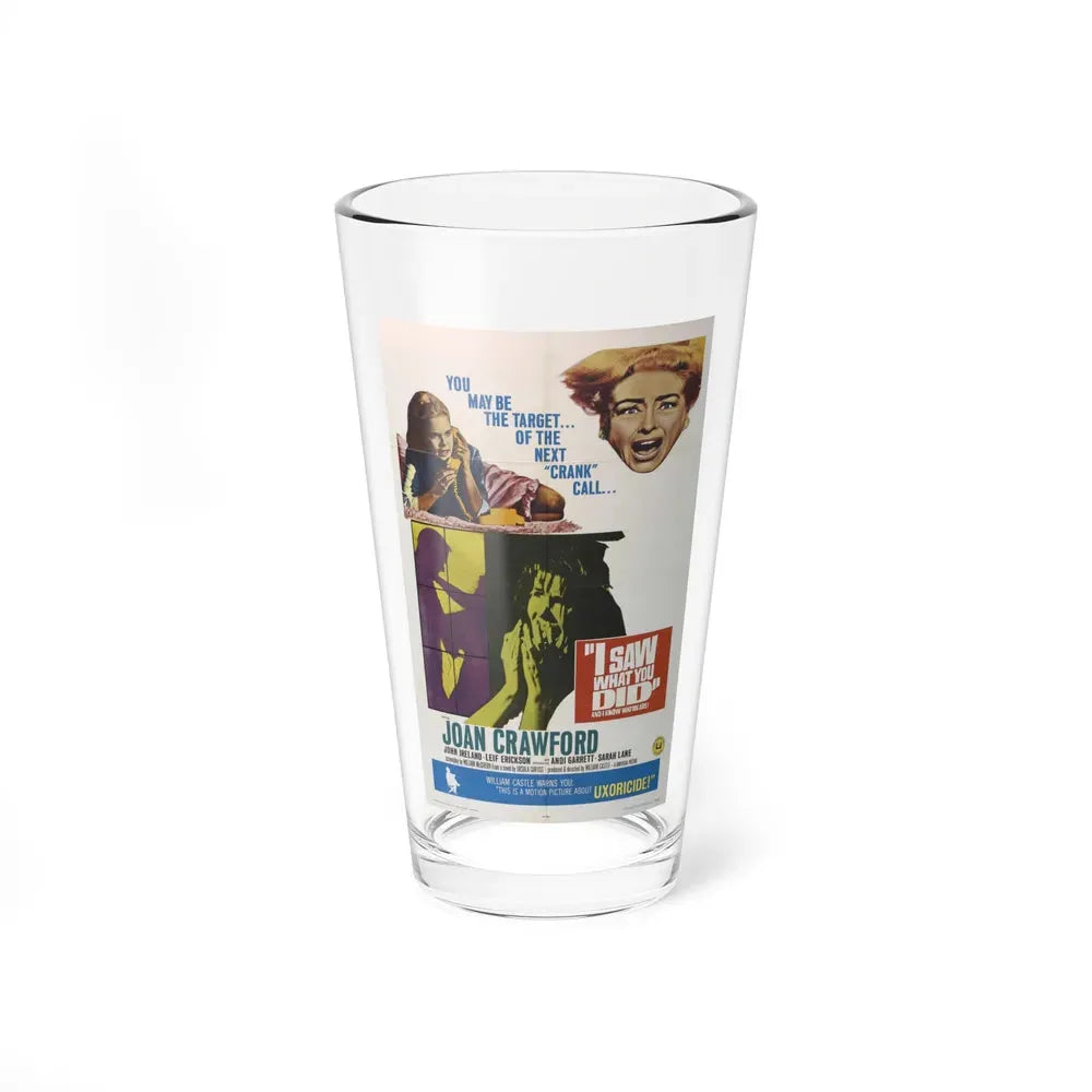 I SAW WHAT YOU DID 1965 Movie Poster - Pint Glass 16oz 16oz - Go Mug Yourself
