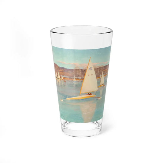 Ice Boating, Saturday Evening Post cover, November 28, 1959 - Pint Glass 16oz 16oz - Go Mug Yourself