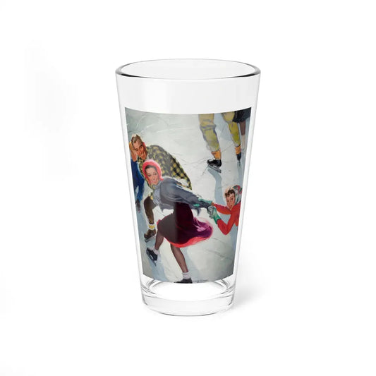 Ice Skaters, Saturday Evening Post, March 2, 1940 - Pint Glass 16oz 16oz - Go Mug Yourself
