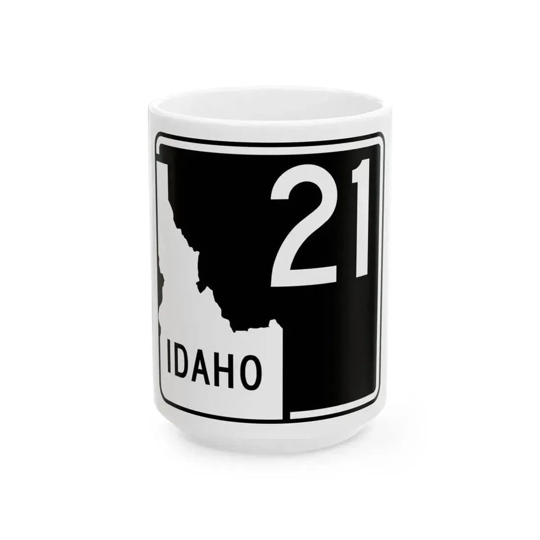 ID-21 (Idaho) (Road Sign) White Coffee Mug 15oz - Go Mug Yourself