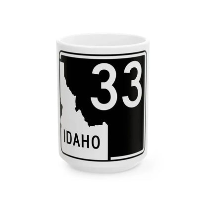 ID-33 (Idaho) (Road Sign) White Coffee Mug 15oz - Go Mug Yourself