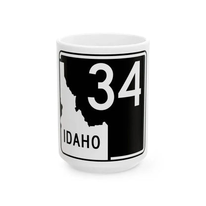 ID-34 (Idaho) (Road Sign) White Coffee Mug 15oz - Go Mug Yourself