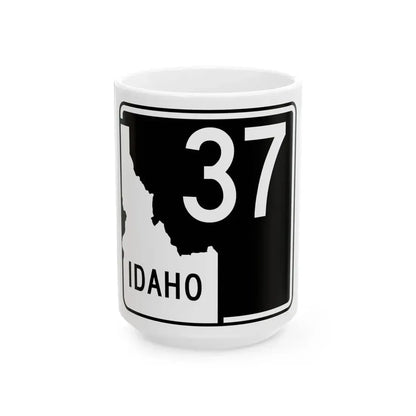 ID-37 (Idaho) (Road Sign) White Coffee Mug 15oz - Go Mug Yourself
