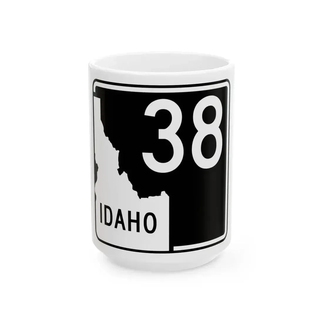 ID-38 (Idaho) (Road Sign) White Coffee Mug 15oz - Go Mug Yourself