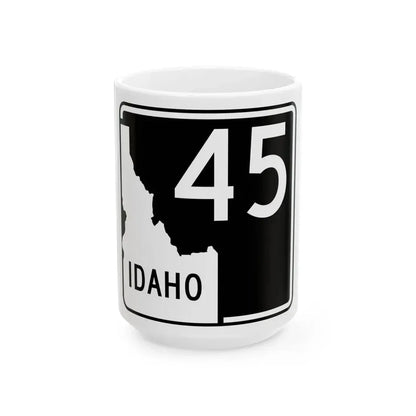 ID-45 (Idaho) (Road Sign) White Coffee Mug 15oz - Go Mug Yourself