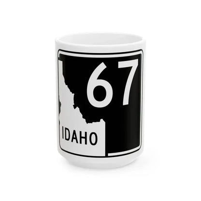 ID-67 (Idaho) (Road Sign) White Coffee Mug 15oz - Go Mug Yourself