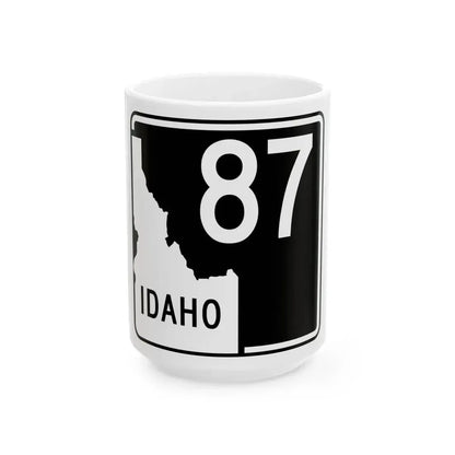 ID-87 (Idaho) (Road Sign) White Coffee Mug 15oz - Go Mug Yourself