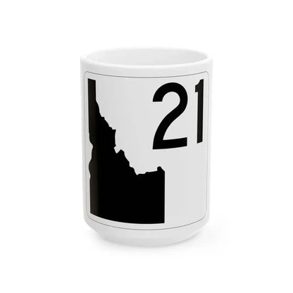 Idaho 21 (Idaho) (Road Sign) White Coffee Mug 15oz - Go Mug Yourself