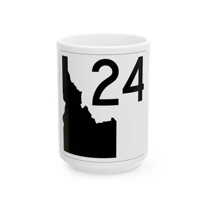 Idaho 24 (Idaho) (Road Sign) White Coffee Mug 15oz - Go Mug Yourself