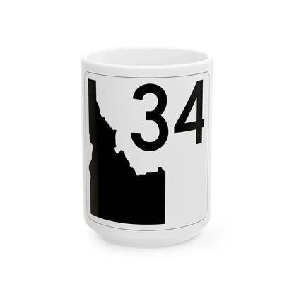 Idaho 34 (Idaho) (Road Sign) White Coffee Mug 15oz - Go Mug Yourself
