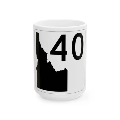Idaho 40 (Idaho) (Road Sign) White Coffee Mug 15oz - Go Mug Yourself
