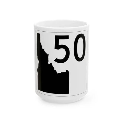 Idaho 50 (Idaho) (Road Sign) White Coffee Mug 15oz - Go Mug Yourself