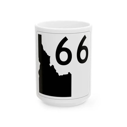 Idaho 66 (Idaho) (Road Sign) White Coffee Mug 15oz - Go Mug Yourself