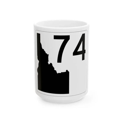 Idaho 74 (Idaho) (Road Sign) White Coffee Mug 15oz - Go Mug Yourself