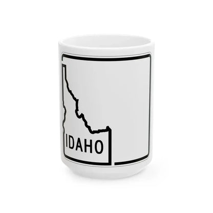 Idaho blank 1955 (Idaho) (Road Sign) White Coffee Mug 15oz - Go Mug Yourself