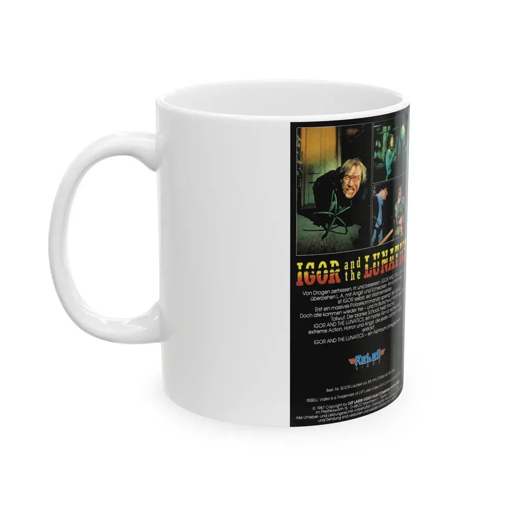 IGOR AND THE LUNATICS (VHS COVER) - White Coffee Mug - Go Mug Yourself