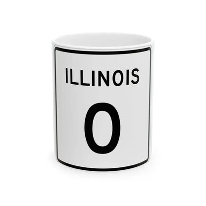 Illinois 0 (Illinois) (Road Sign) White Coffee Mug 11oz - Go Mug Yourself