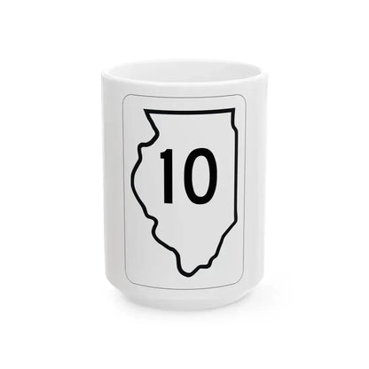 Illinois 10 1950 (Illinois) (Road Sign) White Coffee Mug 15oz - Go Mug Yourself