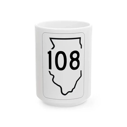 Illinois 108 1950 (Illinois) (Road Sign) White Coffee Mug 15oz - Go Mug Yourself