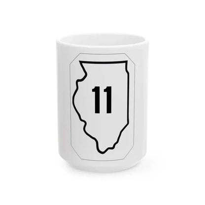 Illinois 11 1926 (Illinois) (Road Sign) White Coffee Mug 15oz - Go Mug Yourself