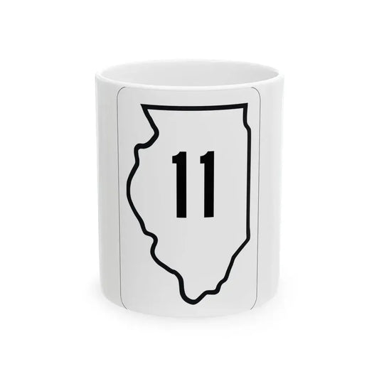 Illinois 11 1950 (Illinois) (Road Sign) White Coffee Mug 11oz - Go Mug Yourself