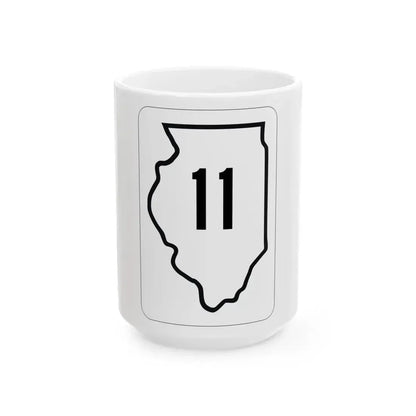 Illinois 11 1950 (Illinois) (Road Sign) White Coffee Mug 15oz - Go Mug Yourself