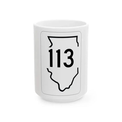Illinois 113 1950 (Illinois) (Road Sign) White Coffee Mug 15oz - Go Mug Yourself