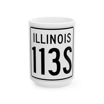 Illinois 113S 1960 (Illinois) (Road Sign) White Coffee Mug 15oz - Go Mug Yourself