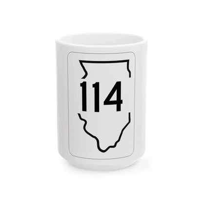Illinois 114 1950 (Illinois) (Road Sign) White Coffee Mug 15oz - Go Mug Yourself