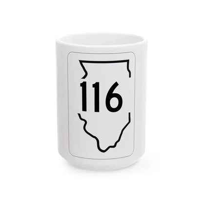 Illinois 116 1950 (Illinois) (Road Sign) White Coffee Mug 15oz - Go Mug Yourself