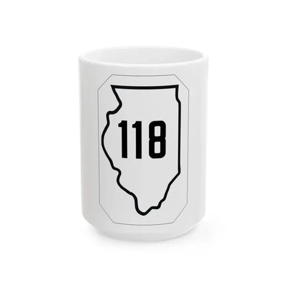 Illinois 118 1926 (Illinois) (Road Sign) White Coffee Mug 15oz - Go Mug Yourself