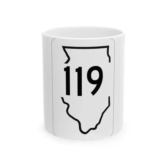 Illinois 119 1950 (Illinois) (Road Sign) White Coffee Mug 11oz - Go Mug Yourself