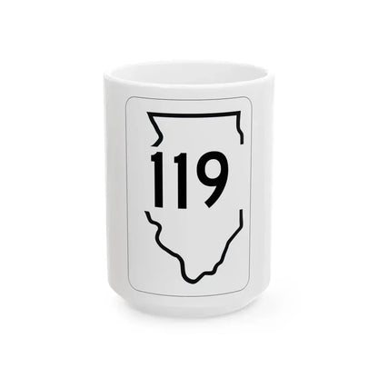 Illinois 119 1950 (Illinois) (Road Sign) White Coffee Mug 15oz - Go Mug Yourself