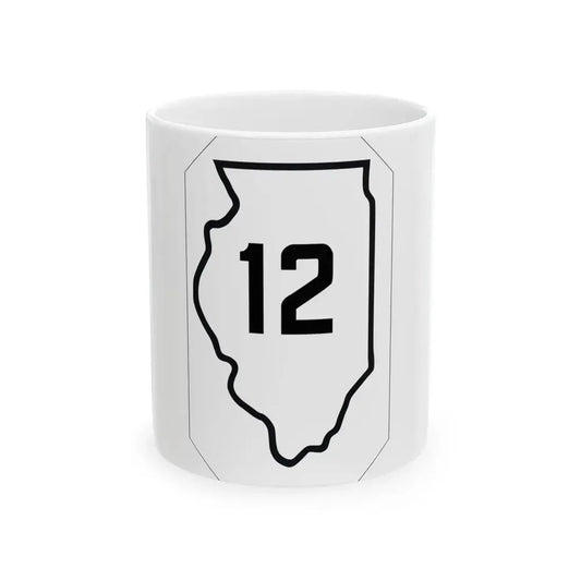 Illinois 12 1926 (Illinois) (Road Sign) White Coffee Mug 11oz - Go Mug Yourself