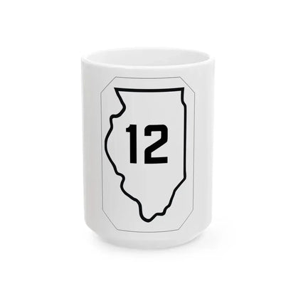 Illinois 12 1926 (Illinois) (Road Sign) White Coffee Mug 15oz - Go Mug Yourself