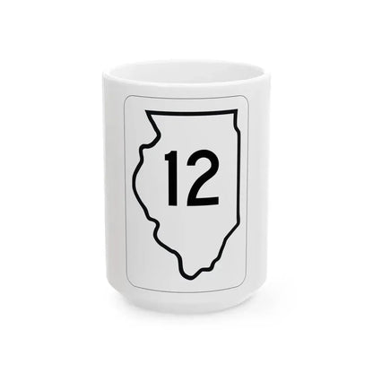 Illinois 12 1950 (Illinois) (Road Sign) White Coffee Mug 15oz - Go Mug Yourself