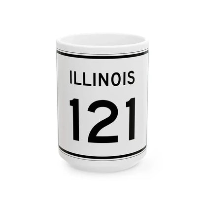Illinois 121 (Illinois) (Road Sign) White Coffee Mug 15oz - Go Mug Yourself