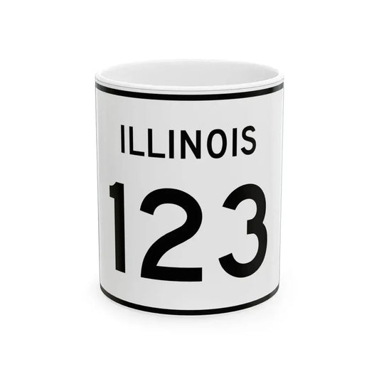 Illinois 123 (Illinois) (Road Sign) White Coffee Mug 11oz - Go Mug Yourself